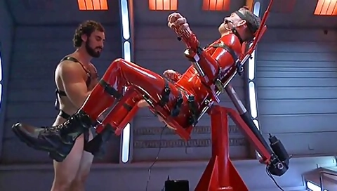 Sadomasochism Poor teen 18+ In Shiny Catsuit Fastened And Fucked