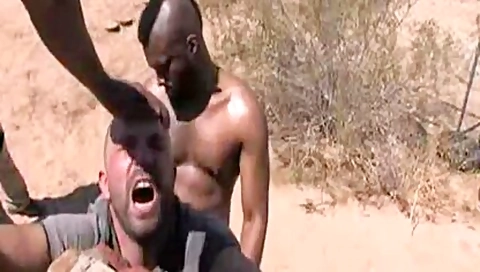 Two Black Fuckers With Massive Snakes Fuck A White Guy
